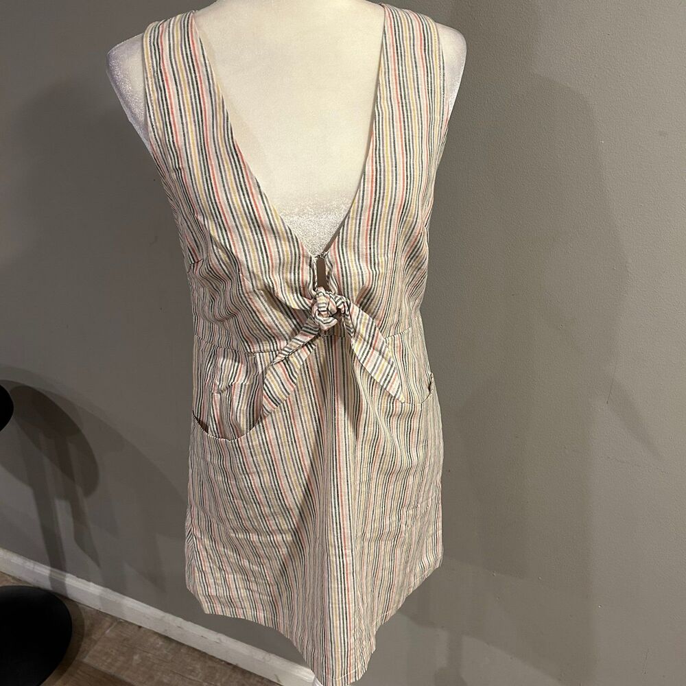 NWT Olivaceous Striped Mini Dress Linen Blend Rainbow Womens Small